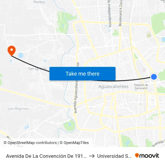 Avenida De La Convención De 1914 Oriente, 207 to Universidad Santa Fe map