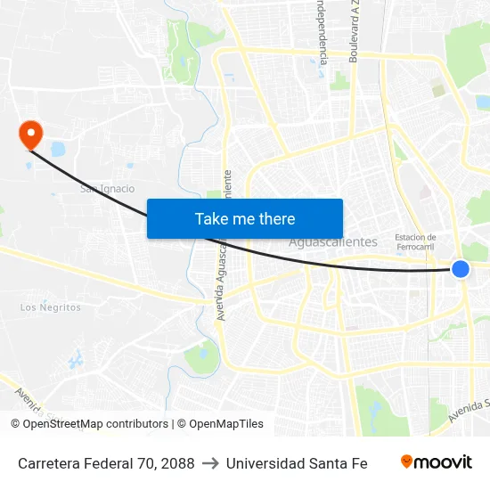 Carretera Federal 70, 2088 to Universidad Santa Fe map