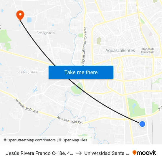 Jesús Rivera Franco C-18e, 409 to Universidad Santa Fe map