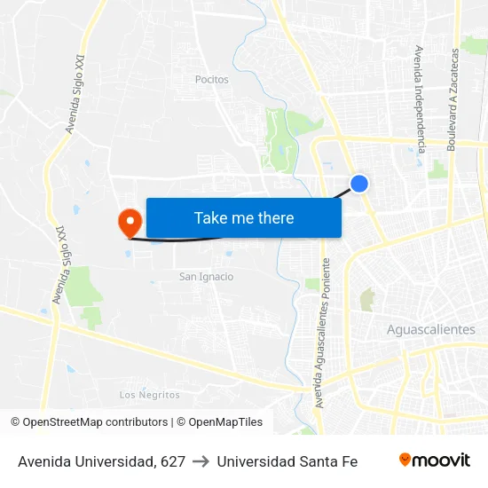 Avenida Universidad, 627 to Universidad Santa Fe map