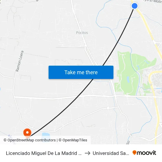 Licenciado Miguel De La Madrid Hurtado, 2 to Universidad Santa Fe map