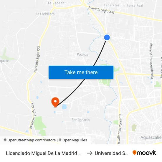 Licenciado Miguel De La Madrid Hurtado, 2602 to Universidad Santa Fe map