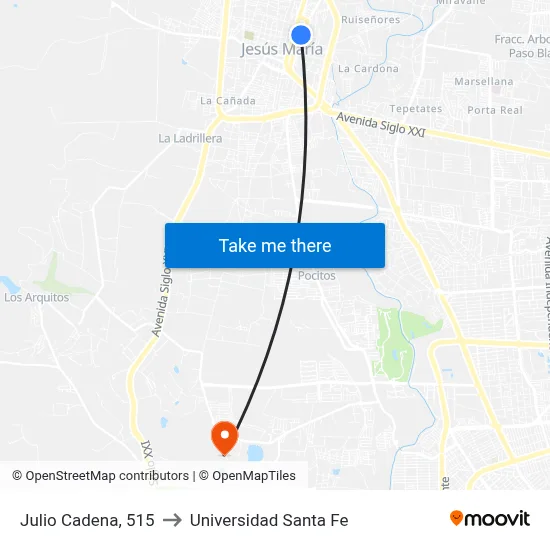 Julio Cadena, 515 to Universidad Santa Fe map