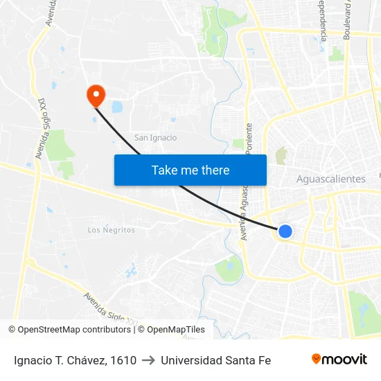 Ignacio T. Chávez, 1610 to Universidad Santa Fe map