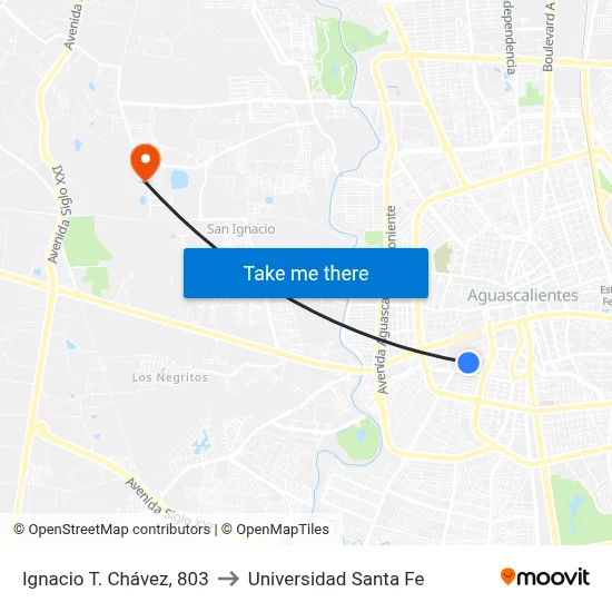 Ignacio T. Chávez, 803 to Universidad Santa Fe map