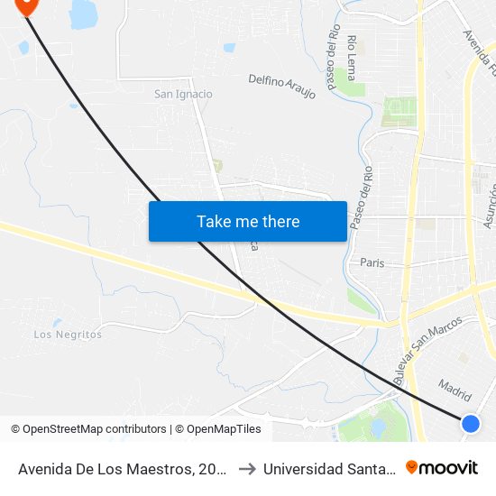 Avenida De Los Maestros, 2007a to Universidad Santa Fe map