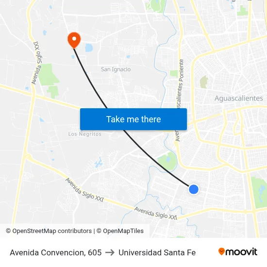 Avenida Convencion, 605 to Universidad Santa Fe map