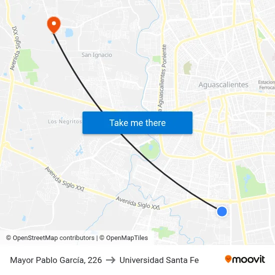 Mayor Pablo García, 226 to Universidad Santa Fe map