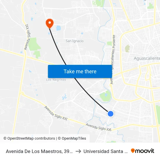 Avenida De Los Maestros, 3903 to Universidad Santa Fe map