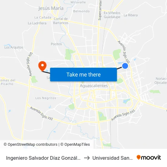 Ingeniero Salvador Díaz González, 812 to Universidad Santa Fe map