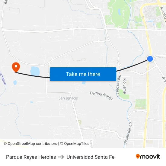 Parque Reyes Heroles to Universidad Santa Fe map