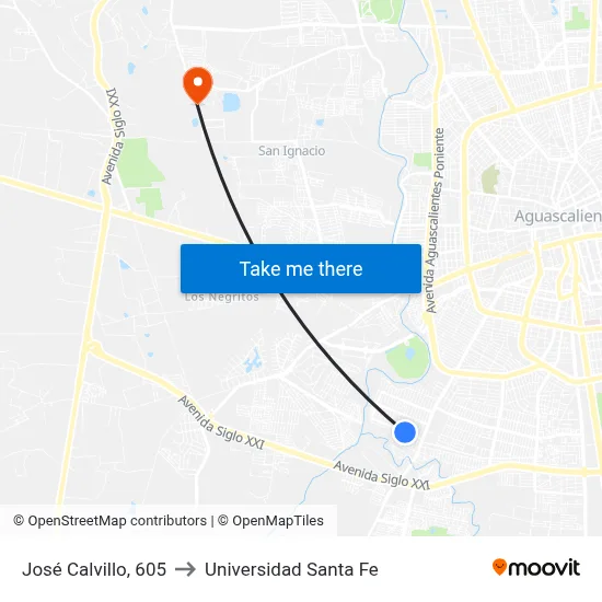 José Calvillo, 605 to Universidad Santa Fe map