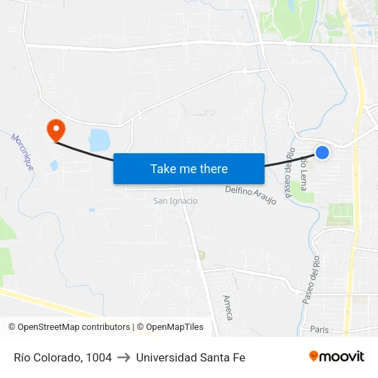 Río Colorado, 1004 to Universidad Santa Fe map