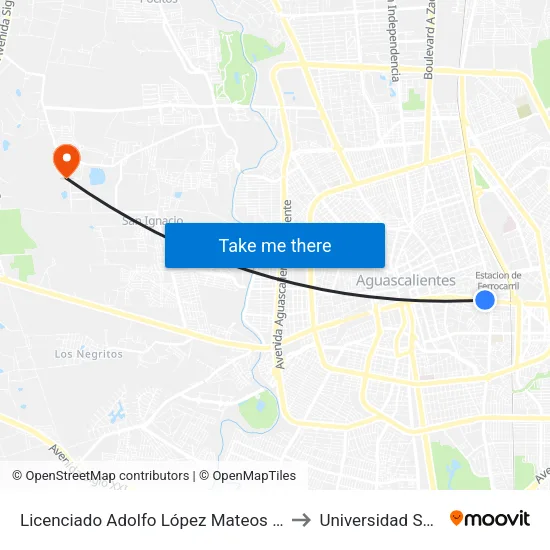 Licenciado Adolfo López Mateos Oriente, 835 to Universidad Santa Fe map