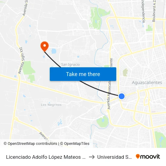 Licenciado Adolfo López Mateos Poniente, 713 to Universidad Santa Fe map