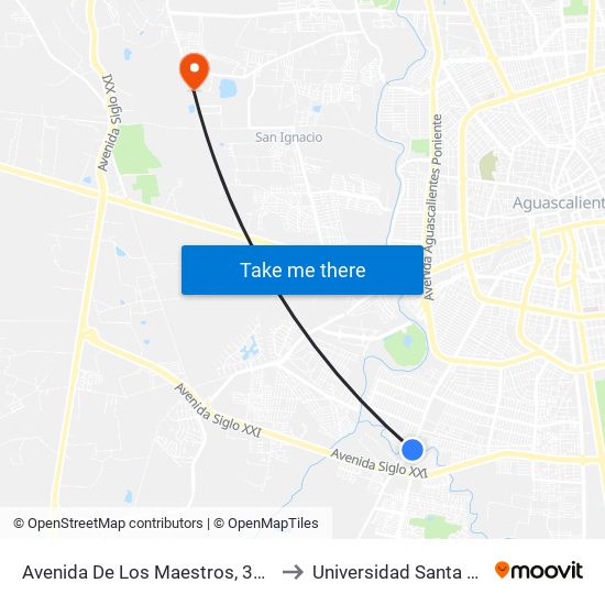 Avenida De Los Maestros, 308 to Universidad Santa Fe map