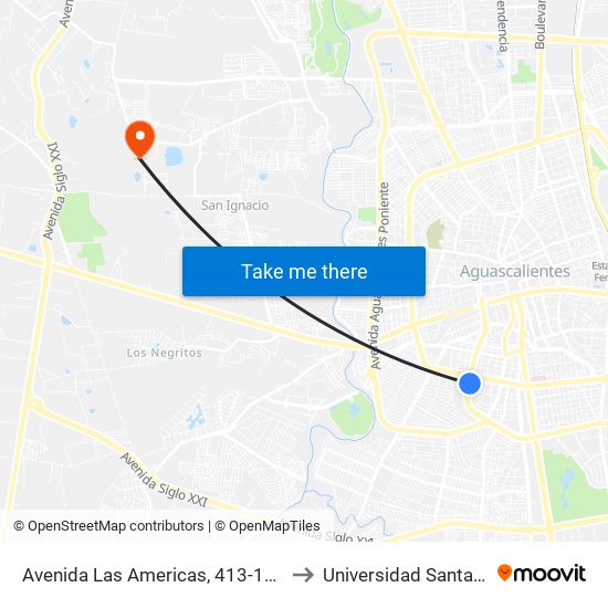 Avenida Las Americas, 413-1404 to Universidad Santa Fe map