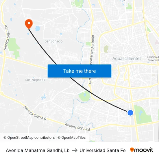 Avenida Mahatma Gandhi, Lb to Universidad Santa Fe map