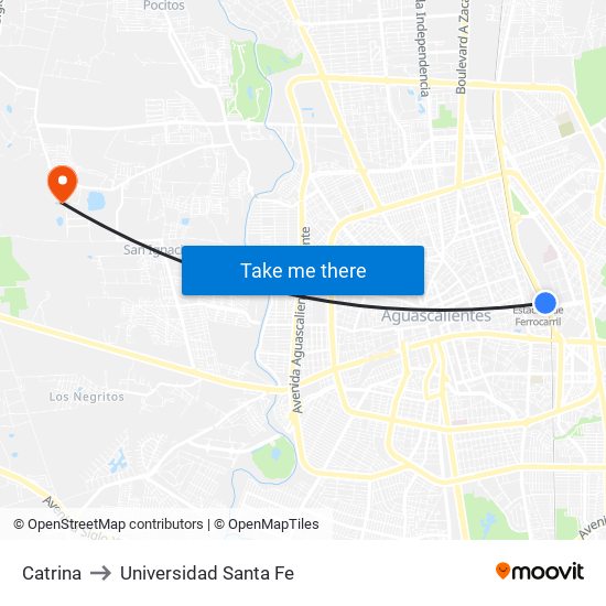 Catrina to Universidad Santa Fe map