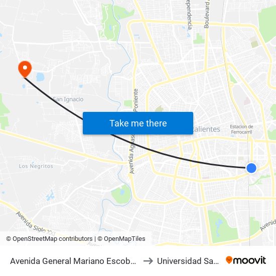 Avenida General Mariano Escobedo, 1212 to Universidad Santa Fe map