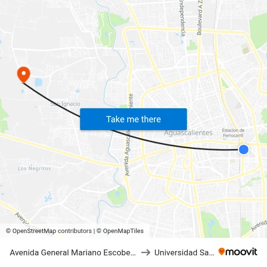 Avenida General Mariano Escobedo, 116-118 to Universidad Santa Fe map