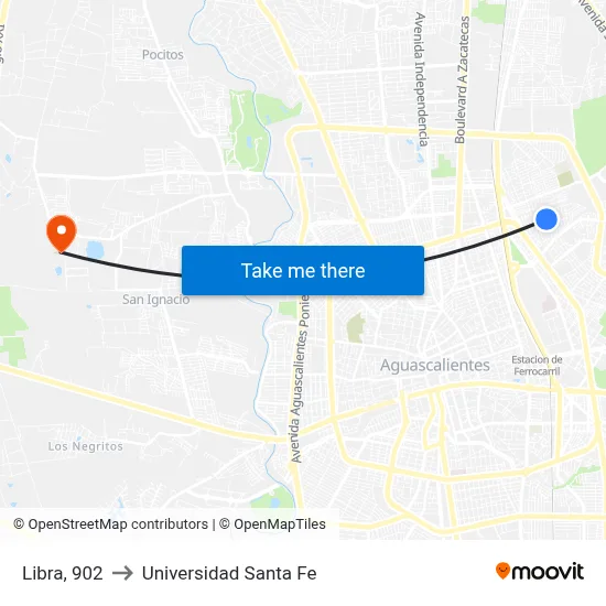 Libra, 902 to Universidad Santa Fe map