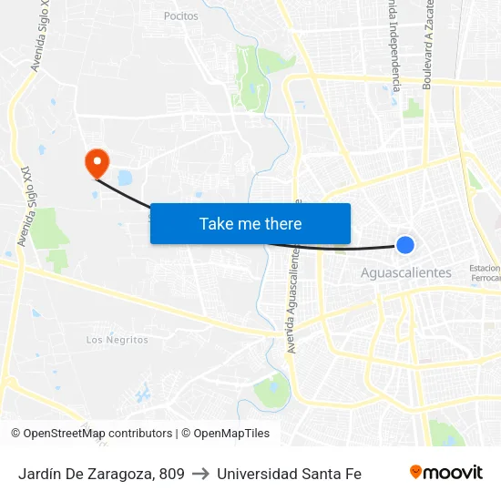 Jardín De Zaragoza, 809 to Universidad Santa Fe map