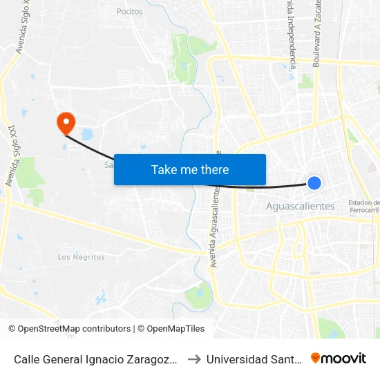 Calle General Ignacio Zaragoza, 602 to Universidad Santa Fe map