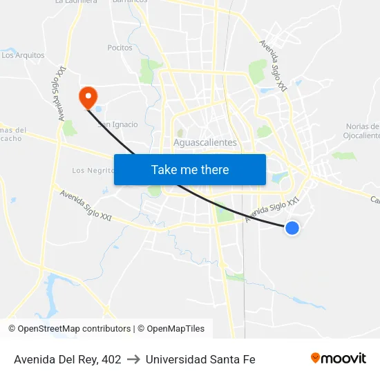 Avenida Del Rey, 402 to Universidad Santa Fe map