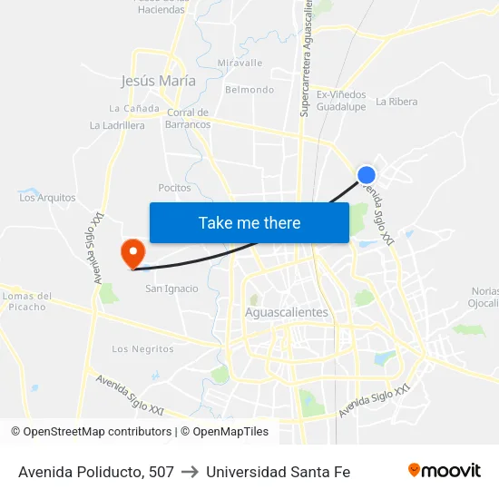 Avenida Poliducto, 507 to Universidad Santa Fe map