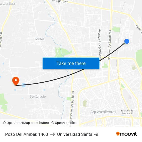 Pozo Del Ambar, 1463 to Universidad Santa Fe map