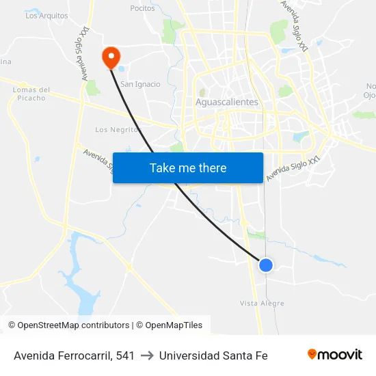 Avenida Ferrocarril, 541 to Universidad Santa Fe map