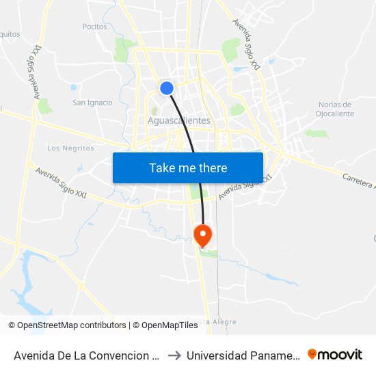 Avenida De La Convencion De 1914 Norte, 1401 to Universidad Panamericana Bonaterra map