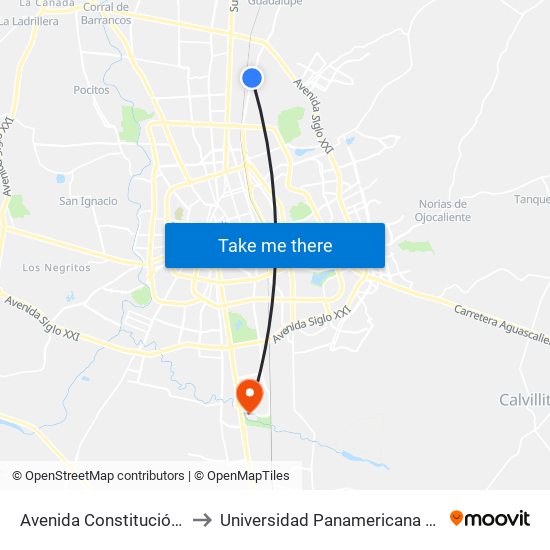 Avenida Constitución, 1029 to Universidad Panamericana Bonaterra map