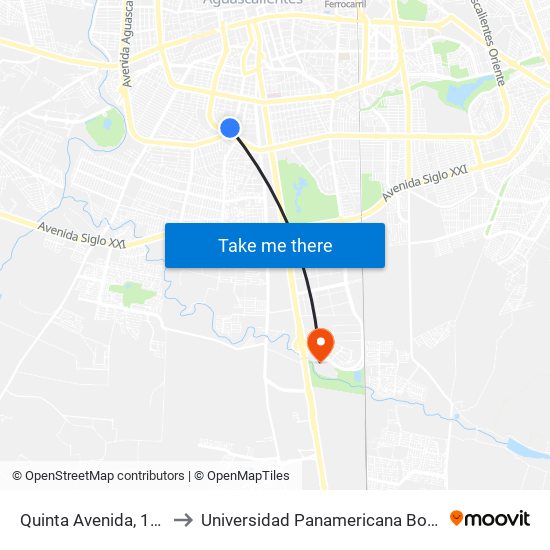Quinta Avenida, 1001d to Universidad Panamericana Bonaterra map