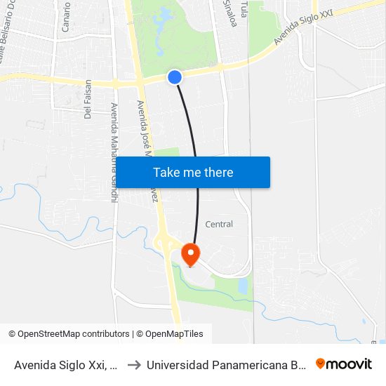 Avenida Siglo Xxi, 13440 to Universidad Panamericana Bonaterra map