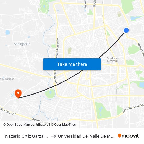 Nazario Ortiz Garza, 702 to Universidad Del Valle De Mexico map