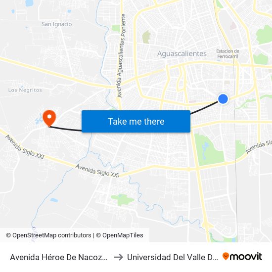 Avenida Héroe De Nacozari, 1406b to Universidad Del Valle De Mexico map