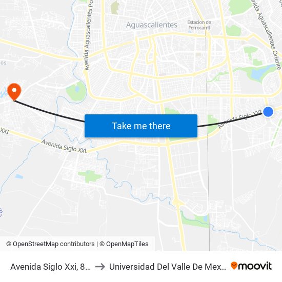 Avenida Siglo Xxi, 841 to Universidad Del Valle De Mexico map