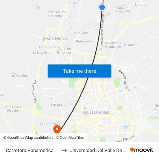 Carretera Panamericana, 113 to Universidad Del Valle De Mexico map