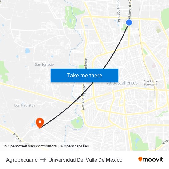 Agropecuario to Universidad Del Valle De Mexico map