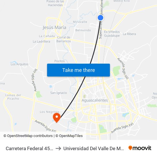 Carretera Federal 45, 13 to Universidad Del Valle De Mexico map
