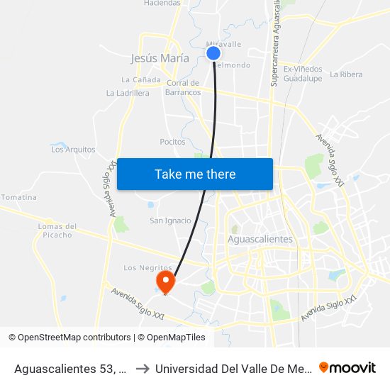 Aguascalientes 53, 803 to Universidad Del Valle De Mexico map