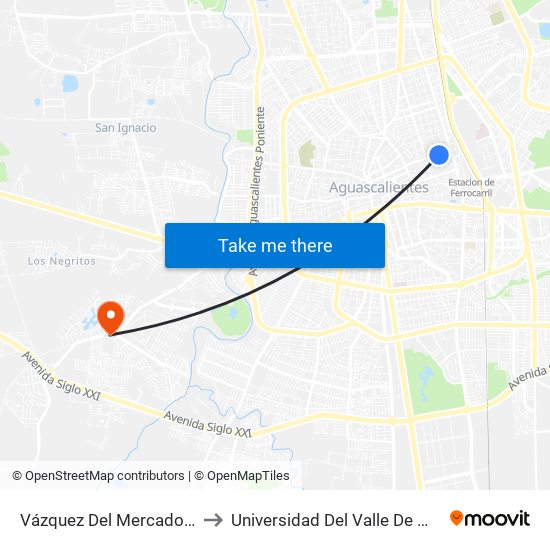 Vázquez Del Mercado, 303 to Universidad Del Valle De Mexico map