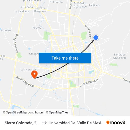 Sierra Colorada, 218 to Universidad Del Valle De Mexico map