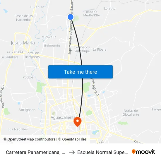 Carretera Panamericana, 545 to Escuela Normal Superior map