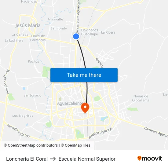 Lonchería El Coral to Escuela Normal Superior map