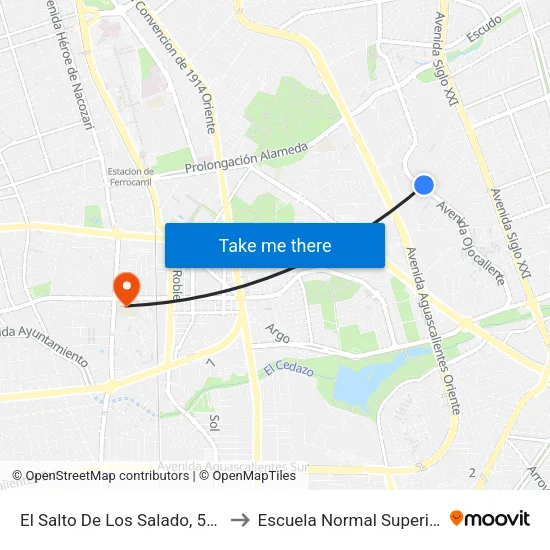 El Salto De Los Salado, 501 to Escuela Normal Superior map