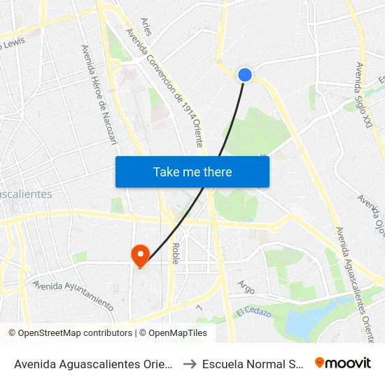 Avenida Aguascalientes Oriente, 1949 to Escuela Normal Superior map