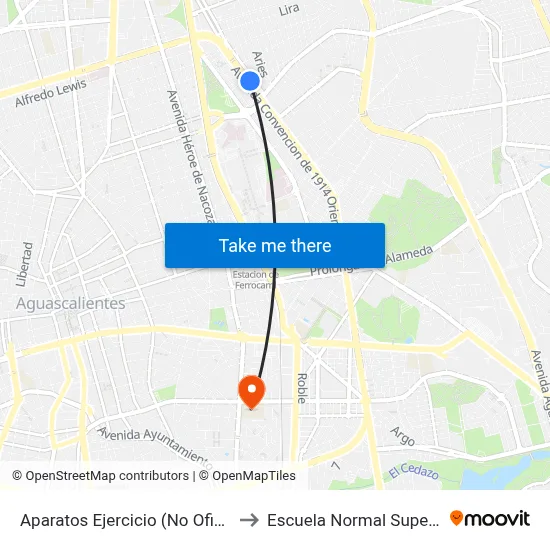 Aparatos Ejercicio (No Oficial) to Escuela Normal Superior map